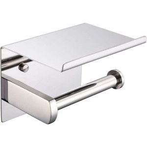 Porte-rouleau, Acier Inoxydable 304, Chrome Poli, Porte-Papier Hygi&eacute;nique Moderne avec &eacute;tag&egrave;re de t&eacute;l&eacute;phone, Accessoire de cuisine de salle de bain