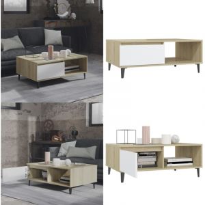 Vidaxl - Table basse blanc et chêne sonoma 90x60x35 cm bois d'ingénierie - Table Basse - Table D'appoint - Meubles De Salon - Mobilier Contemporain