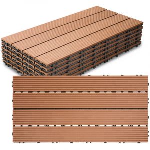 Tolletour - Dalle de terrasse Dalles clipsables en bois 6 pièces Revêtement Carrelage 60 x 30 pour jardin terrasse, Marron