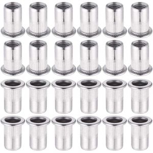 60 Pi&egrave;ces 304 Ecrou a Sertir M8 en Acier Inoxydable T&ecirc;te Plate Ecrou Aveugle Rivet Filet&eacute; Ecrou a Rivet pour pince &agrave; insert filet&eacute;