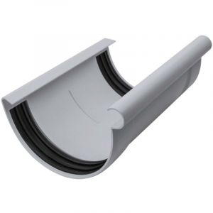INEFA Raccord de gouttière demi-rond, raccord de gouttière en PVC, montage simple par emboîtement, Made in Germany - 125mm Gris