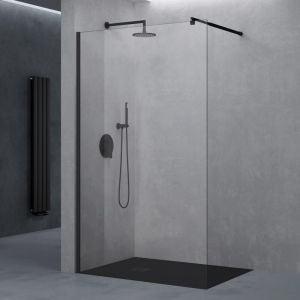 doporro Paroi de Douche &agrave; L'italienne Transparent 160cm Pare-Douche Verre de S&eacute;curit&eacute; 10mm Bremen2K 160x200cm Montage R&eacute;versible Profil&eacute; Noir