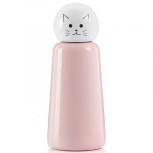 House Doctor - Gourde enfant en Inox 300 mL coloris rose et blanc - motif chat