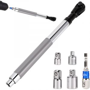 TONYSA Rallonge coud&eacute;e 1/2" pour cl&eacute; &eacute;lectrique avec adaptateurs carr&eacute;s polyvalents 3/8" et 1/4", rallonge de cliquet &agrave; impact pour espaces restreints