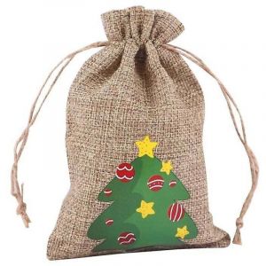 10Pcs No&euml;l Jute Sacs Cordon de Serrage Pochette Toile de jute Cadeaux Sac Party Candy Pouchs