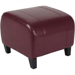 [JAMAIS UTILIS&Eacute;] Tabouret pouf cuir EMMEN, 39x45x47cm, rouge