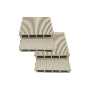 Suinga - Lot de 4 Planche de jardin en composite blanc 200 x 14,6 x 2,5 cm, trottoir extérieur, décoration de jardin