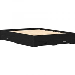 Lit double，Lit adulte，Cadre de lit avec tiroirs avec tiroir Ch&ecirc;ne noir 160 x 200 cm CFW6414566