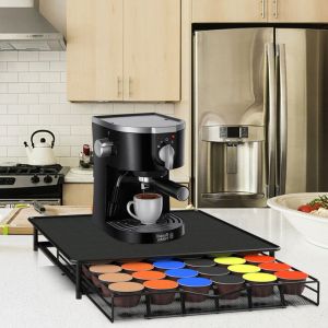 Porte Capsule, Porte Dosette de Café, Support de Capsule, Rangement Tiroir pour 36 Capsule de Café Dolce custo, Noir