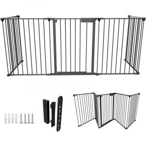 Barriere de securite avec 5 Pans Noir Protection Cheminée Pare-Feu de Cheminée 310x75cm Barrière de Sécurité pour bébé Animaux Enfant Grille de