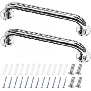 Barre d'Appui,Lot de 2 Barre D'Appui wc, Acier Inox Maintien Poignée Douche, 30cm Barre d'Appui Salle de Bain Coudée, Barres Douche