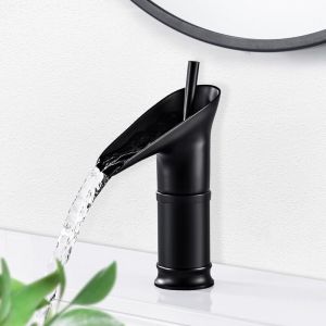 Robinet Salle de Bain Cascade R&eacute;tro Laiton, Robinet Lavabo Cascade, Antique Mitigeur Salle de Bain, Robinet Lave Main Eau Chaude et Froide, Mitigeur