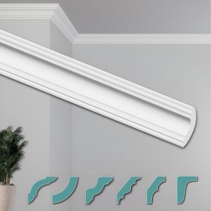 Hexim &ndash; Moulure de plafond en polystyr&egrave;ne XPS blanc &ndash; Longueur 2 m&egrave;tres &ndash; Dimensions 28x28mm &ndash; Montage simple avec colle adapt&eacute;e