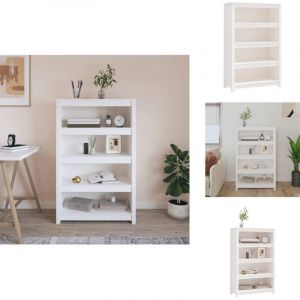 Bibliothèque Blanc 80x35x126 cm Bois de pin massif - Bibliothèque Blanche - Bibliothèque Bois - Étagère Bois - Meuble Rangement - Armoire À Livres