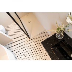 Mosa&iuml;que ART FACTORY DOTS hexagone 2,6x2,2cm Satin&eacute; boite de 1 m2 - Mosa&iuml;que Hexagone 2,6x2,2 cm Noir et Blanc - bo&icirc;te de 1 m2 - Mosa&iuml;que Hexagone 2,