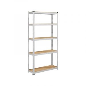 Tagère de Rangement 180 x 90 x 30 cm Étagère Garage à 5 Niveaux avec Cadre en Métal Tablette en Bois mdf Réglable en Hauteur Domicile Magasin Bureau