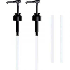 Lot de 2 Pompe doseuse bidon 5 litres Bouteille Pompe Vide(Noir), r&eacute;utilisables Flacon Pompe Vide Plastique Remplacement de 38 cm pour contenants