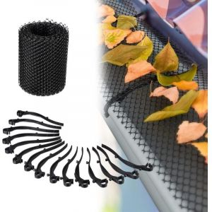 Ymyny - Grillage gouttière, 6 m de Long, Plastique, Protection Anti-Feuilles mortes, 16cm de Large, Pratique, 1 élément