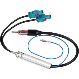 Adaptateur d'Antenne St&eacute;r&eacute;o pour Autoradio,Adaptateur d'Antenne Double C&acirc;ble &agrave; M&acirc;le Amplificateur de Signal pour Tous Les Mod&egrave;les avec Connecteur