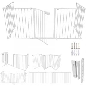 Barriere de securite 5x Protection Cheminée Pare-Feu de Cheminée 310x75cm Animaux Enfant Grille de Protection Cheminée Blanc - Einfeben
