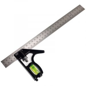 Règle d'angle de Combinaison, Équerre à Combinaison 300mm en Acier Inoxydable, Équerre Combinée avec Niveau à Bulle et Tire-Lignes Pratique, Idéal
