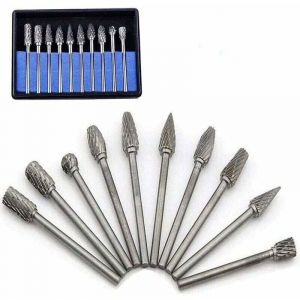 Accessoire pour une meuleuse 10Pcs Fraises Rotatives en Carbure de Tungst&egrave;ne Burres, Fraise Metal t&ecirc;te de meulage pour outils rotatifs Dremel,