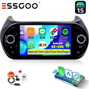 4 + 64G 7 "pour citro&euml;n Nemo Peugeot Bipper Fiat Fiorino autoradio Android 15 GPS RDS Navi WIFI &eacute;cran tactile - 4+64G DAB+