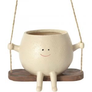 Pot de Fleurs Suspendu avec Visage Pivotant, Joli Pot de Fleurs pour Plantes D'int&eacute;rieur et D'ext&eacute;rieur, en R&eacute;sine, Visage Souriant, Pot de Fleurs,