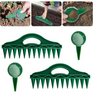 Distributeur de Semences,4 Pièces Entretoise de Graines de Jardin avec Distributeur,Semoir à Graine,Jardinière de Sol à 12 Trous,Entretoise de