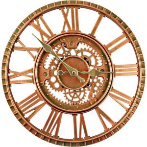 Horloge Murale Ext&eacute;rieure &Eacute;tanche 30cm R&eacute;tro Cuivre Rouge pour Jardin Cuisine Salon Design Industriel 3D