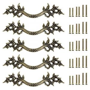 5pcs Poign&eacute;e de porte vintage Bouton de Porte de Placard r&eacute;tro,d&eacute;corer le Tiroir, la Commode, Placard, Meuble etc. (bronze)