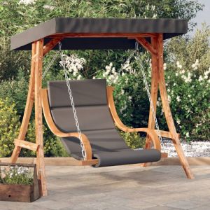 Vidaxl &ndash; Balancelle de jardin avec coussin et auvent &ndash; Bois massif d'&eacute;pic&eacute;a &ndash; Dimensions 175 x 101 x 161,5 cm &ndash; Charge maximale 110 kg