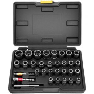 TONYSA 32 Pièces Extracteur de Vis Casse Endommagées, Extracteur de Boulon Goujon, Tourne a Gauche Extracteur pour Toutes Vos Réparations