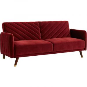 Vente-unique - Canapé 3 places convertible clic-clac en velours joris - Rouge