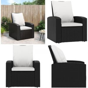 Vidaxl - Fauteuil inclinable de jardin avec coussins noir résine tressée - Fauteuil Inclinable - Fauteuil De Jardin - Mobilier De Jardin - Chaises De