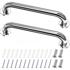 Tigrezy - Lot de 2 Barre D'Appui wc, Acier Inox Maintien Poignée Douche, 30cm Barre d'Appui Salle de Bain Coudée, Barres Douche, Baignoire Main