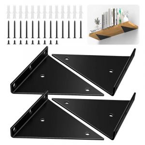 4 Pièces Supports d'étagère Flottants, Supports à Tablettes Muraux Triangulaires Invisibles, Equerre Etagere Murale Métal pour étagère，13x14CM