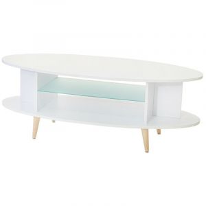 Topkit - Table ovale avec plateau en verre 1300 2475 table basse Table &agrave; manger couleur blanche