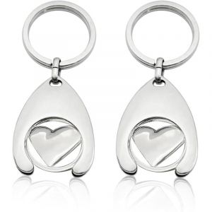 porte-clés en métal en forme de cœur, porte-clés jeton de chariot, pendentif amovible pour chariot de courses, accessoires pour chariot de courses