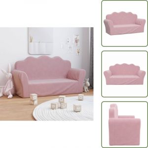 The Living Store Canap&eacute; pour enfants 2 places rose peluche douce - Canap&eacute; Enfant - Canap&eacute; B&eacute;b&eacute; - Mobilier Enfant - Meubles Chambre Enfant - Fauteuil