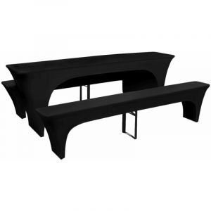 3 Nappe pour table de brasserie et bancs extensible noir 50 cm DEC022297