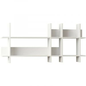Tagère murale Galandra, Étagère, Tablette murale, Rayonnage polyvalent, 150x22h70 cm, Blanc, avec emballage renforcé - Dmora