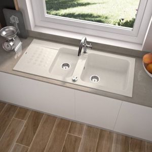 Carea Cuisine&bain - carea - Évier à encastrer duo 2 bacs Blanc