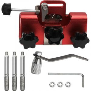 Aff&ucirc;teur de cha&icirc;ne portable, aff&ucirc;teur de cha&icirc;ne manuel, aff&ucirc;teur de cha&icirc;ne haut de gamme Kit d'aff&ucirc;tage avec 4 t&ecirc;tes d'aff&ucirc;tage, rouge