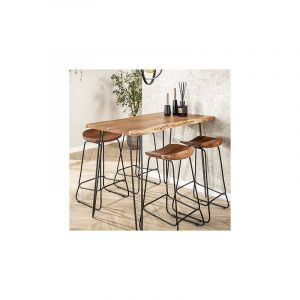 M&s - Table de bar 130x70x92 cm en acacia et métal - along