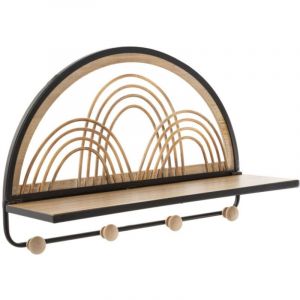Pat&egrave;re Murale Avec &Eacute;tag&egrave;re "Porto" 46cm Noir & Naturel