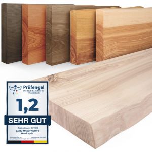 Lamo Manufaktur - tag&egrave;re murale en bois massif, bord irr&eacute;gulier, &eacute;tag&egrave;re flottante pure, sans fixations, sans trous, Brut 160cm, LW-01-A-001-160