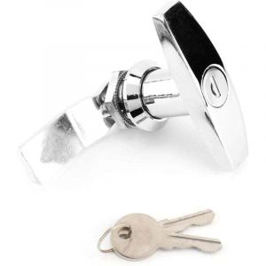 Poign&eacute;e de Verrouillage en T avec Cl&eacute;s pour Porte Garage Remorque Caravane Auvent Fixation Arri&egrave;re Chrome