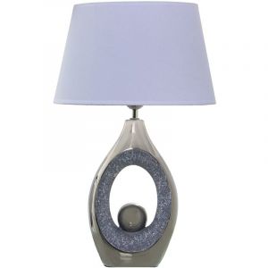 Fijalo - Lampe de Table en C&eacute;ramique Gris/Argent+92231,1Xe27,Max.40W n 32X20X50 Cm, Base:17X10X34 Cm