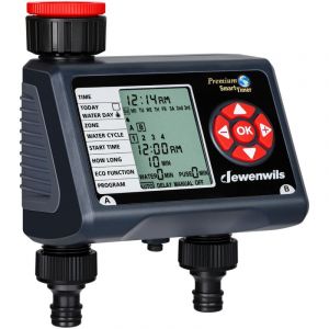 Dewenwils - Programmateur d'arrosage extérieur 2 voies - 4 programmes par zone- minuteur d'arrosage automatique étanche